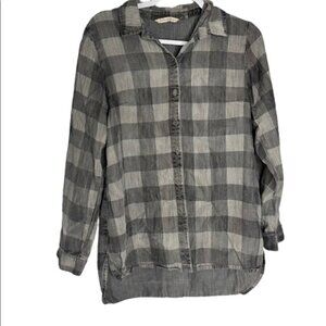 Soft Surroundings Gray Plaid Trieste Tunic Shirt